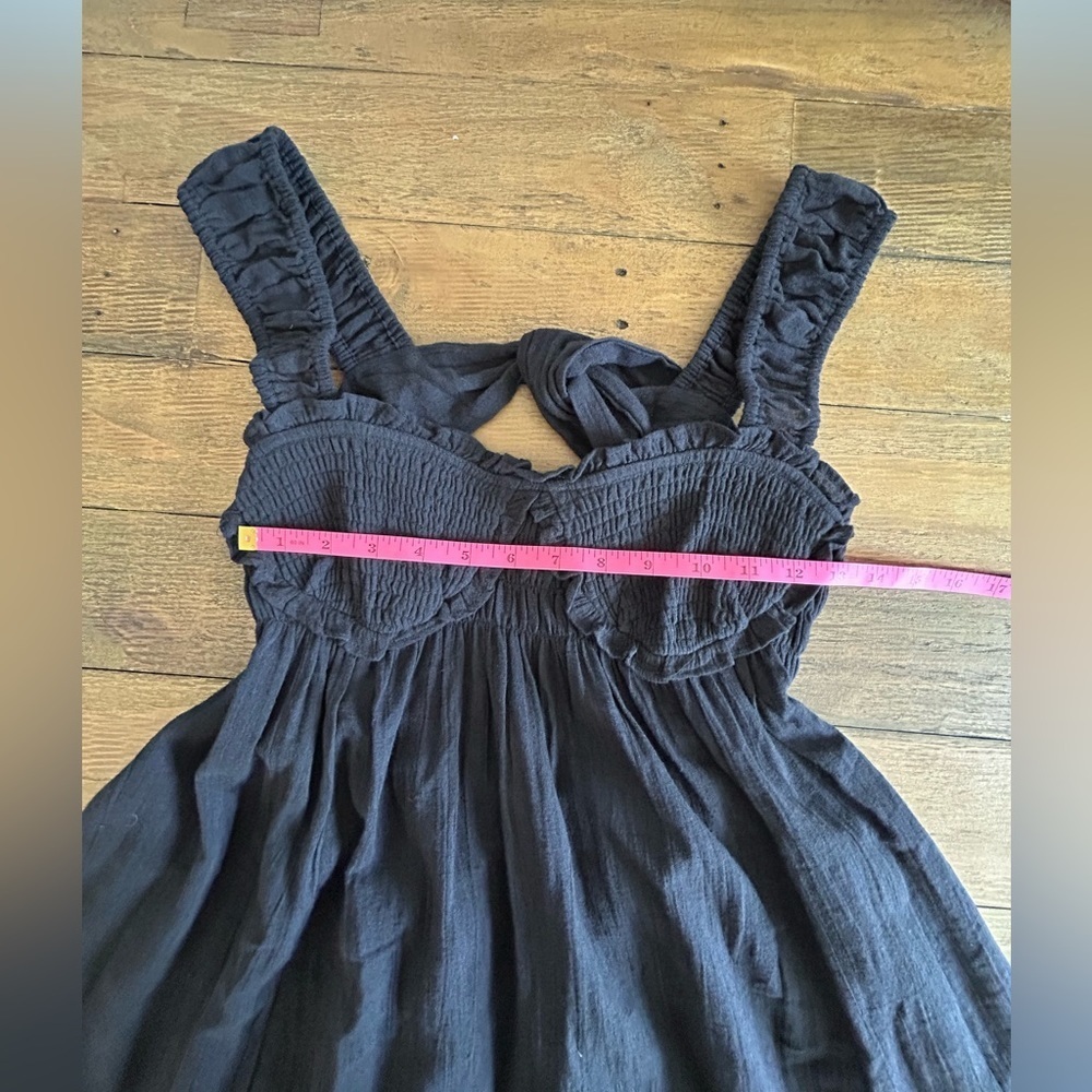 FREE PEOPLE Mini Dress Summer Cotton Linen Black - Picture 6 of 9